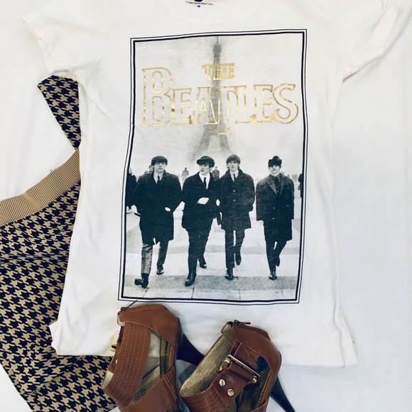 Beatles Tee Shirt !!! White with Gold & Black !!! - Picture 6 of 6